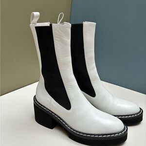 KHAITE White and Black Heeled Boots